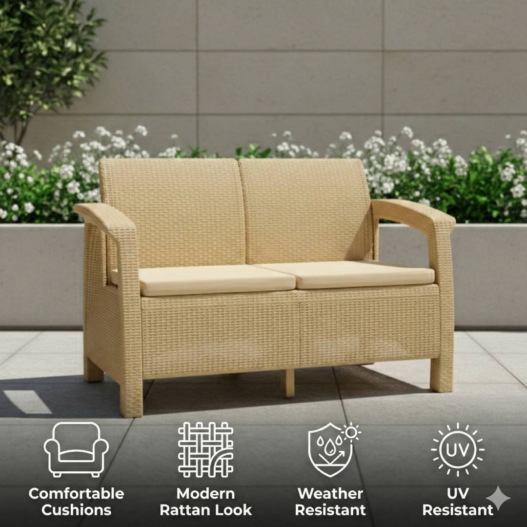 SAAB Newly Designed Rattan Allegra 2 Seater Sofa with Printed Cushions SAAB SP-373