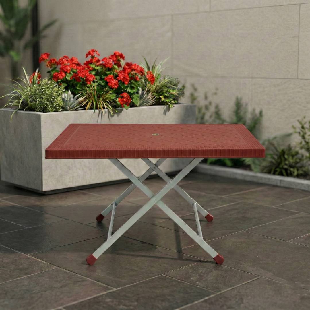 SAAB SP-214-RT Steel Plastic Table With Rattan Top