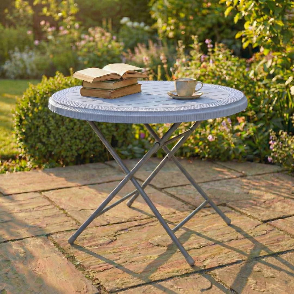 SAAB SP-215-RT STEEL PLASTIC RATTAN ROUND TABLE