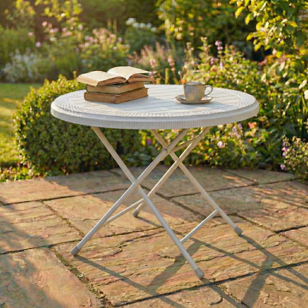 SAAB SP-215-RT STEEL PLASTIC RATTAN ROUND TABLE