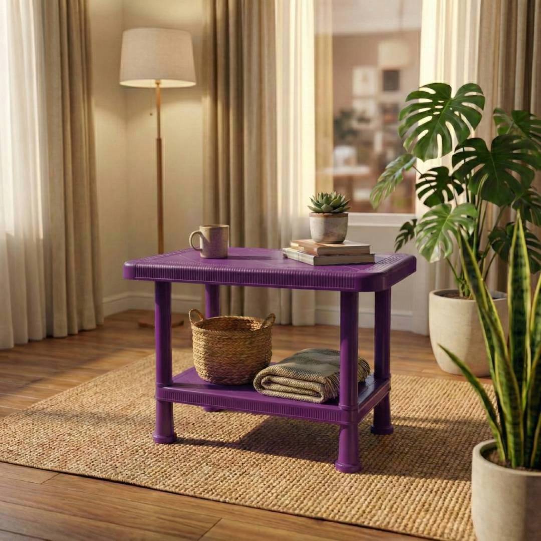 SAAB SP-328 Full Plastic Double Shelf Baby Rattan Table