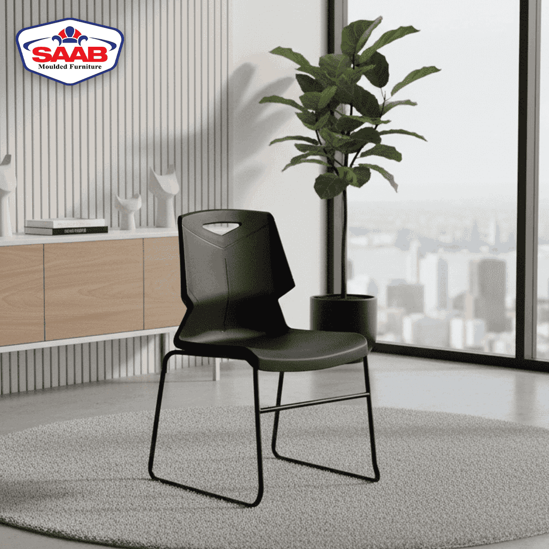 SAAB S-195-U Stackable Office Meeting Chair – Durable Steel Frame Visitor Chair for Conference Rooms, Halls &amp; Events