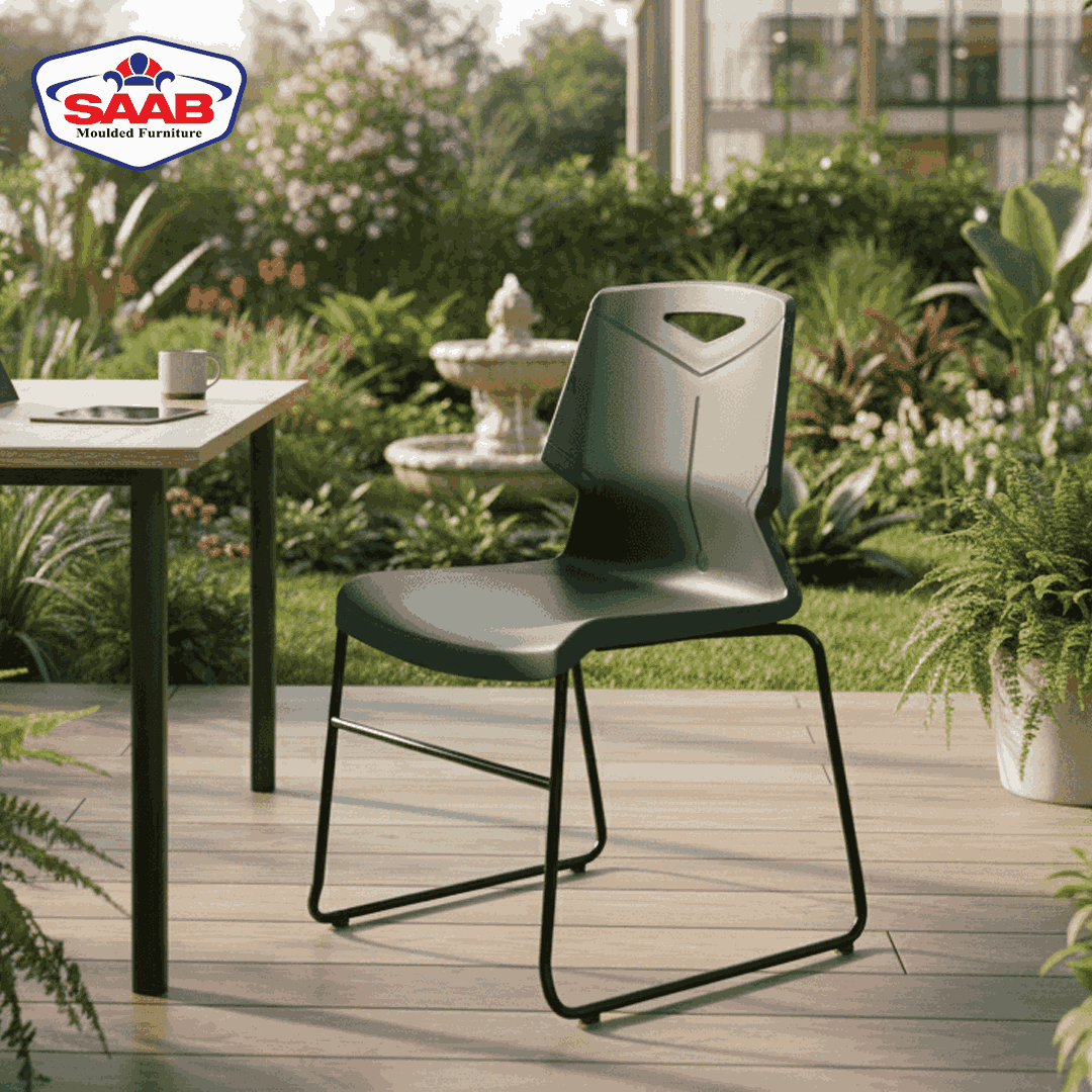 SAAB S-195-U Stackable Office Meeting Chair – Durable Steel Frame Visitor Chair for Conference Rooms, Halls &amp; Events