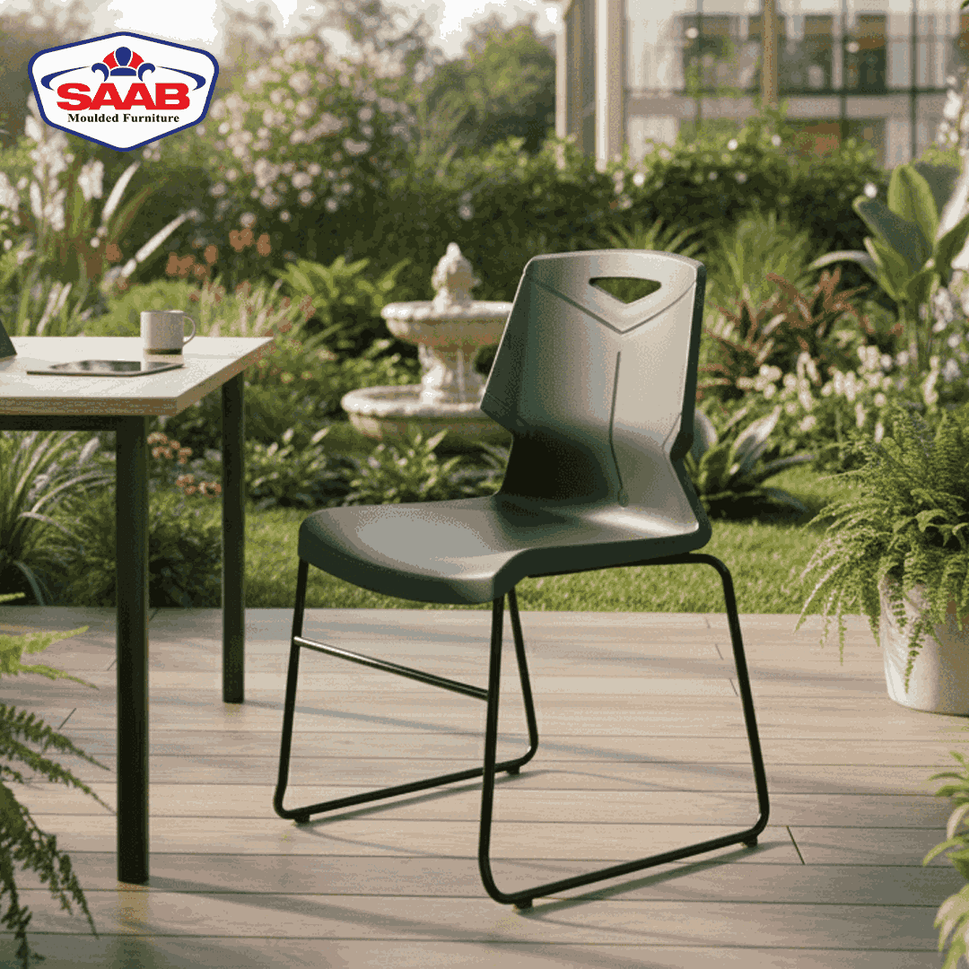 SAAB S-195-U Stackable Office Meeting Chair – Durable Steel Frame Visitor Chair for Conference Rooms, Halls &amp; Events