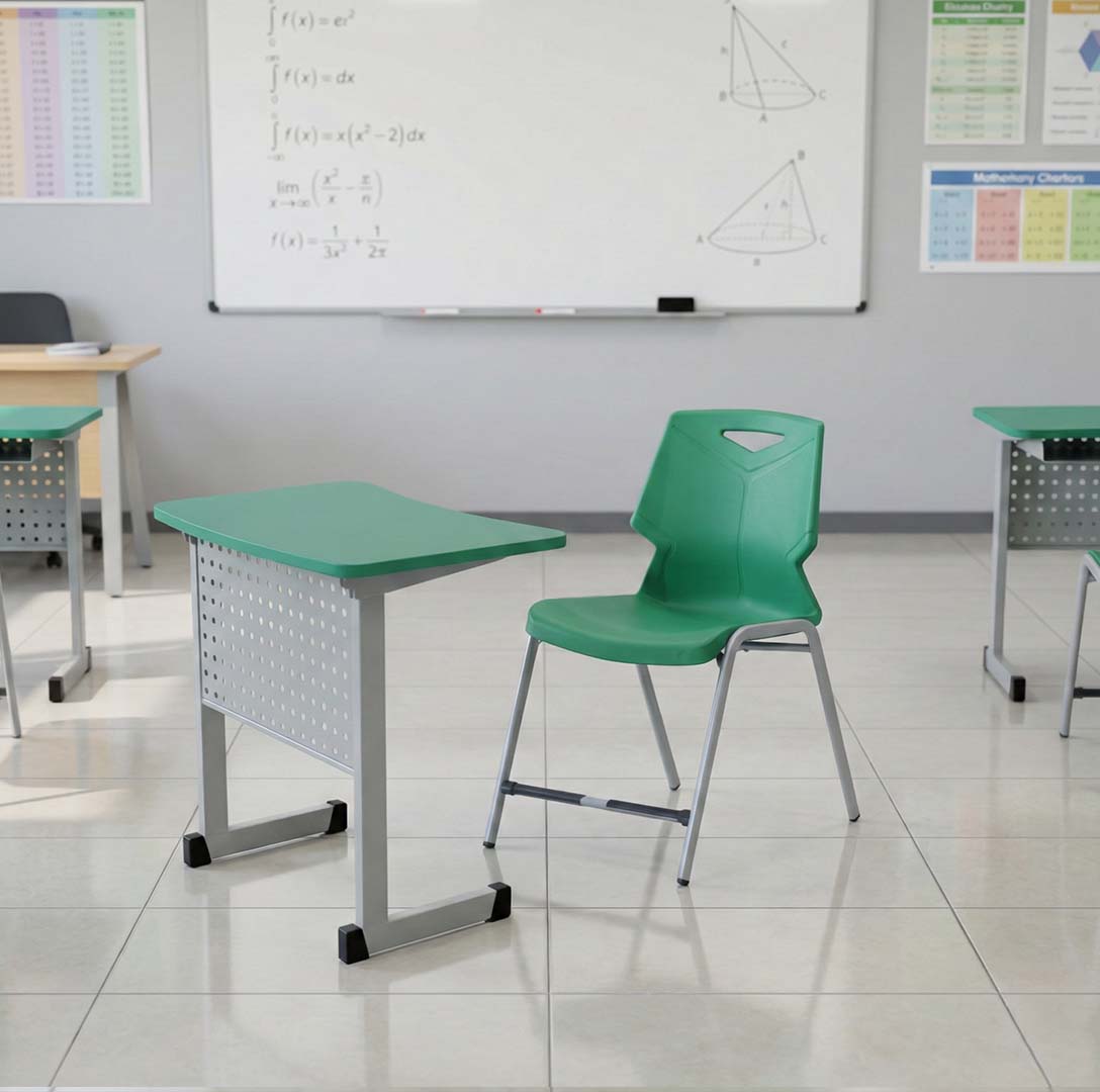 SAAB S-914 One Seater Desk Iron Frame Front Jali And Fiber Top Small