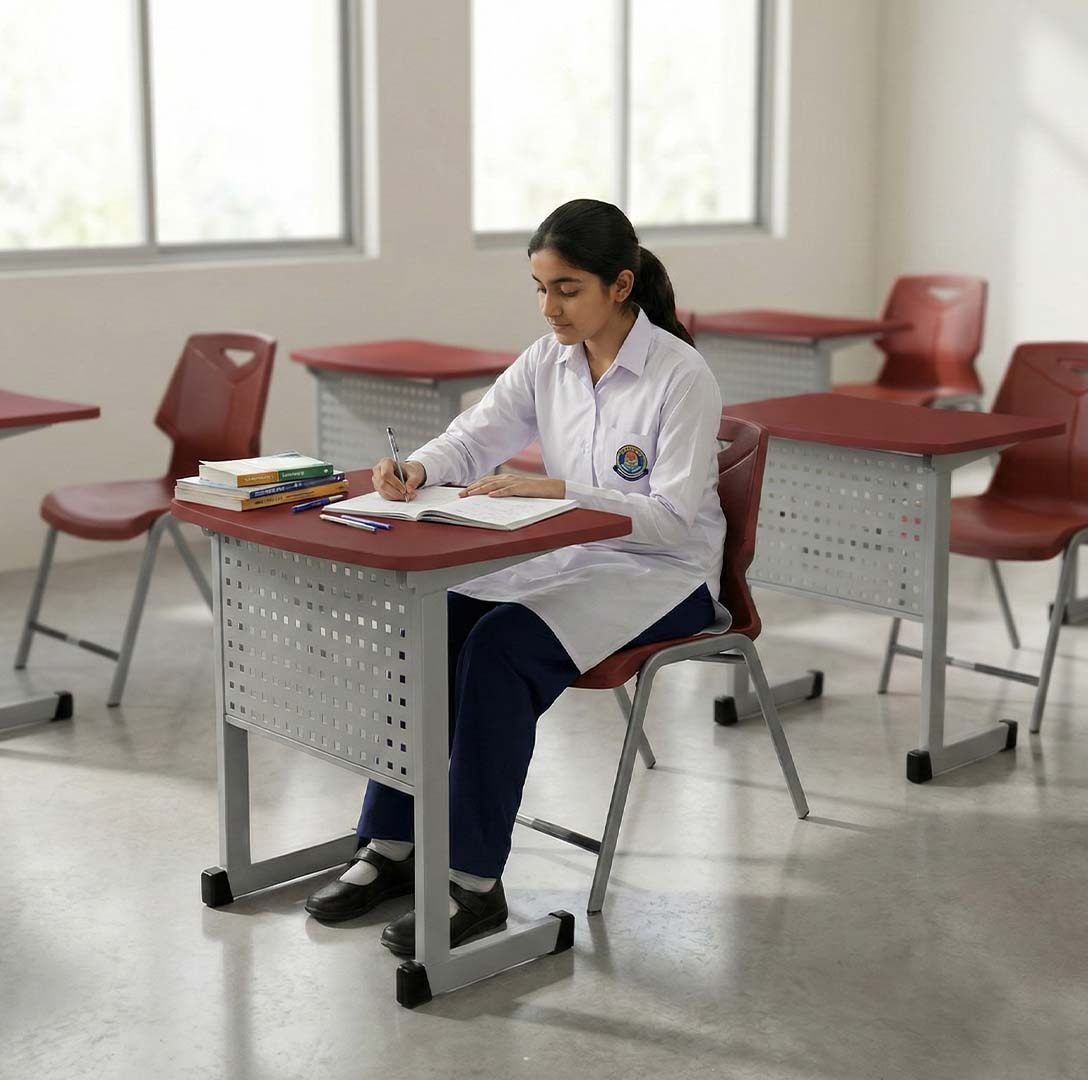 SAAB S-913 One Seater Desk Iron Frame And Fiber Top Big