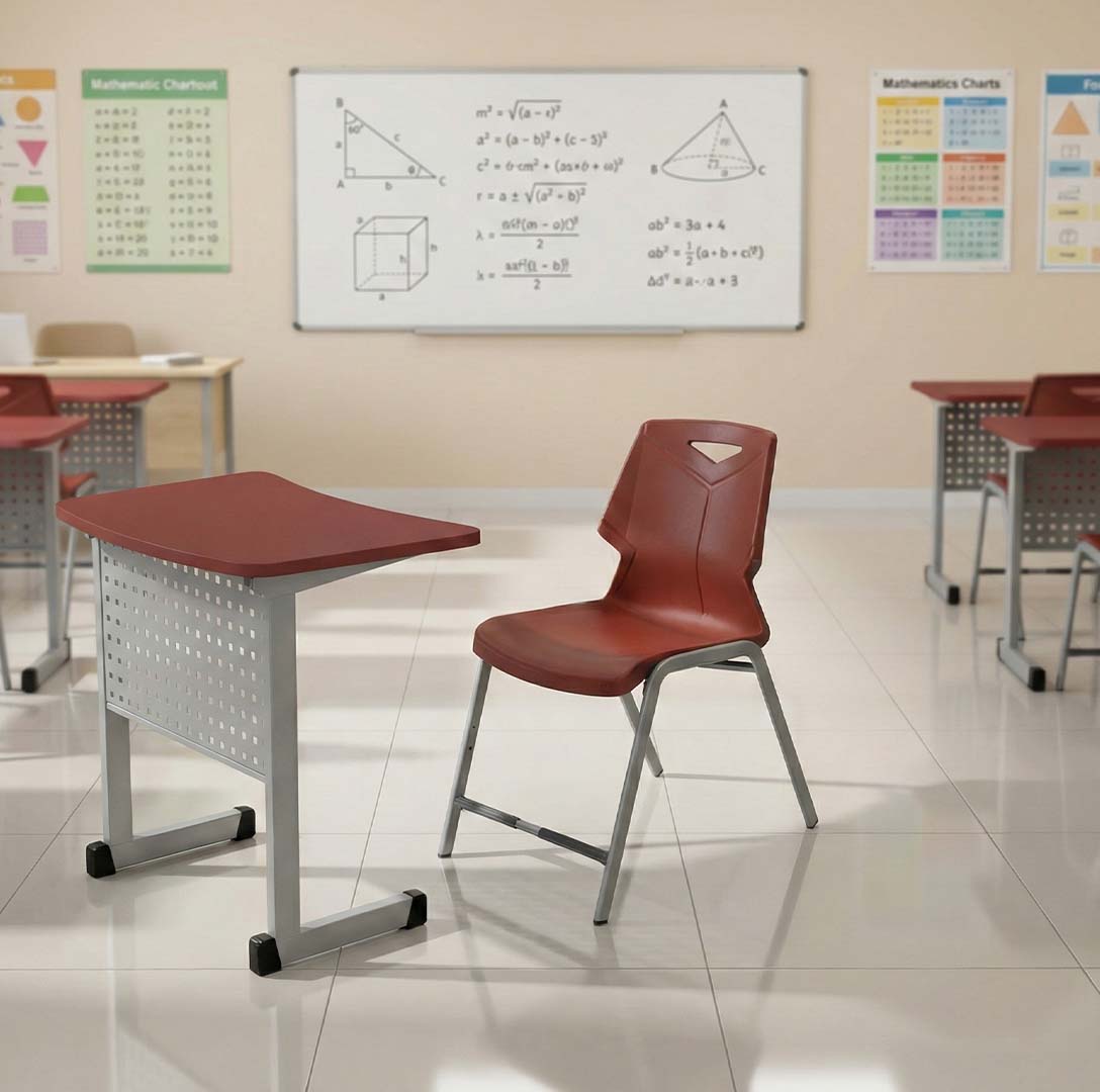 SAAB S-913 One Seater Desk Iron Frame And Fiber Top Big