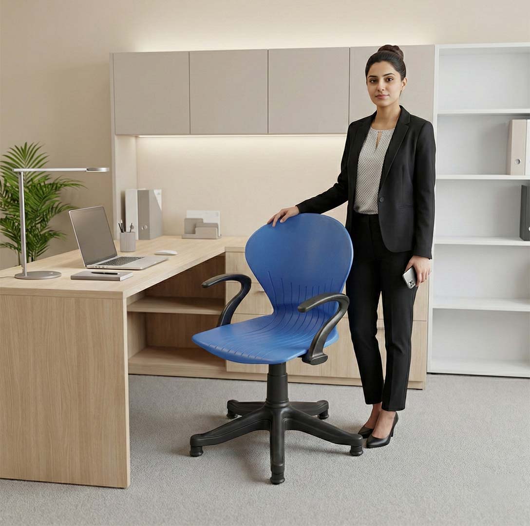 SAAB S-15-MSA Peacock Shell Revolving Chair with Arms Mechanical Jack &amp; Stopper