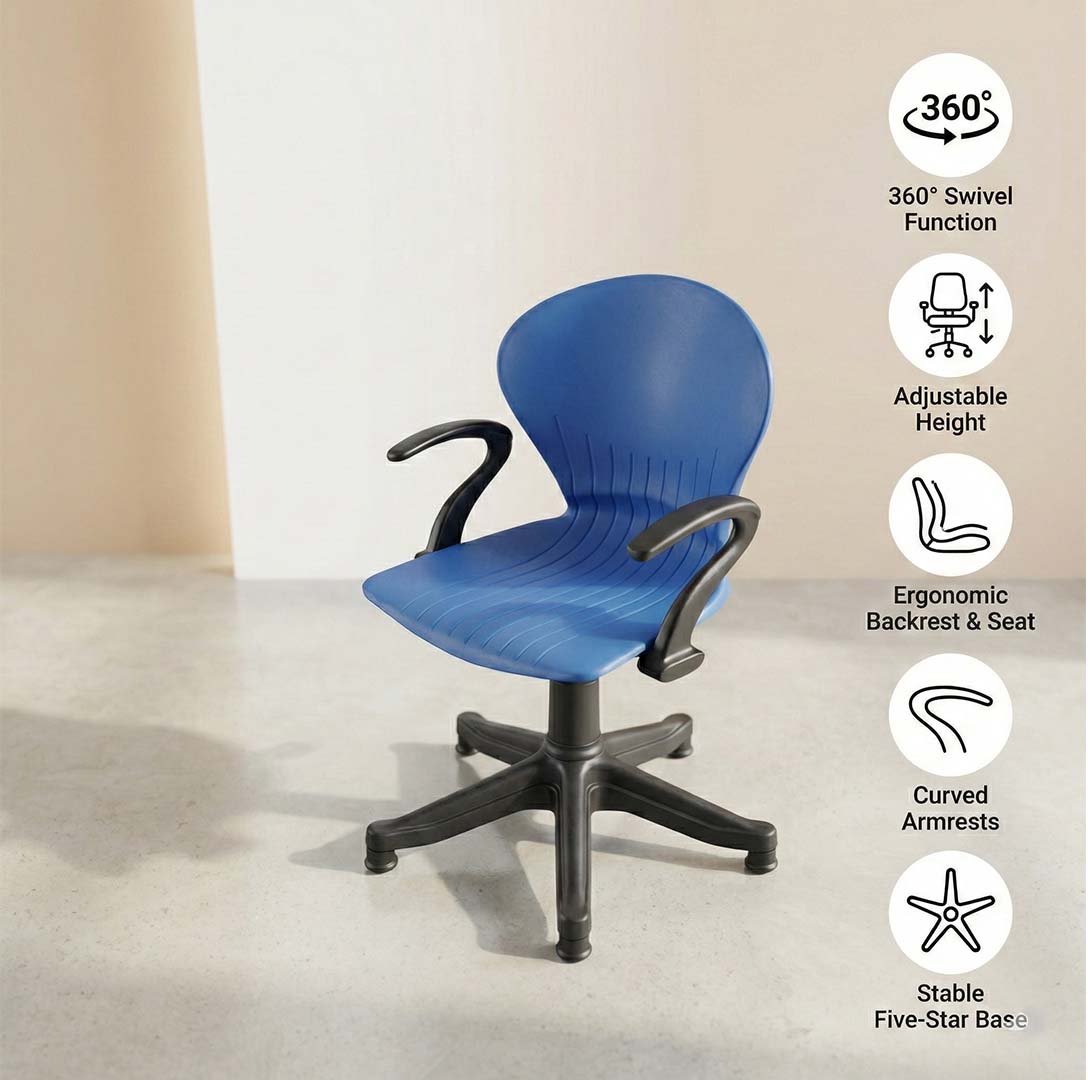 SAAB S-15-MSA Peacock Shell Revolving Chair with Arms Mechanical Jack &amp; Stopper