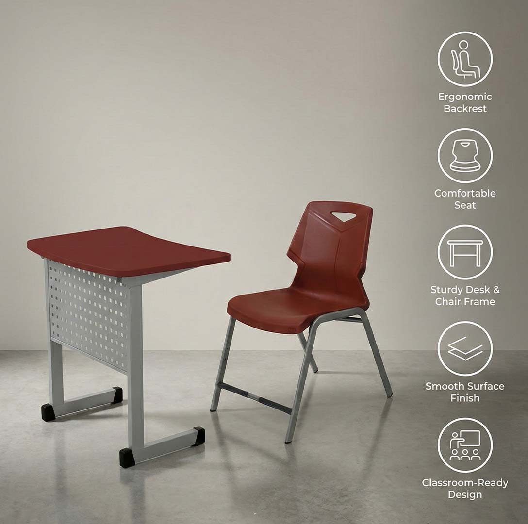 SAAB S-913 One Seater Desk Iron Frame And Fiber Top Big