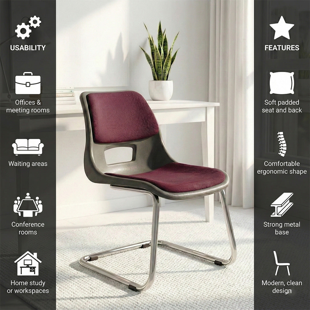 SAAB S-204-UC Steel Plastic Holo Big Shell Chair with U shape frame &amp; Cushion