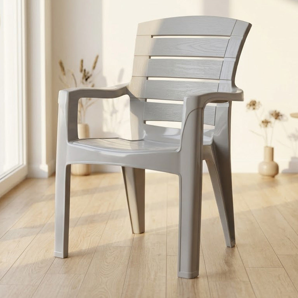 MAGNUM Premium Wood-Finish Plastic Dining Chair – SAAB SP-847 Gray