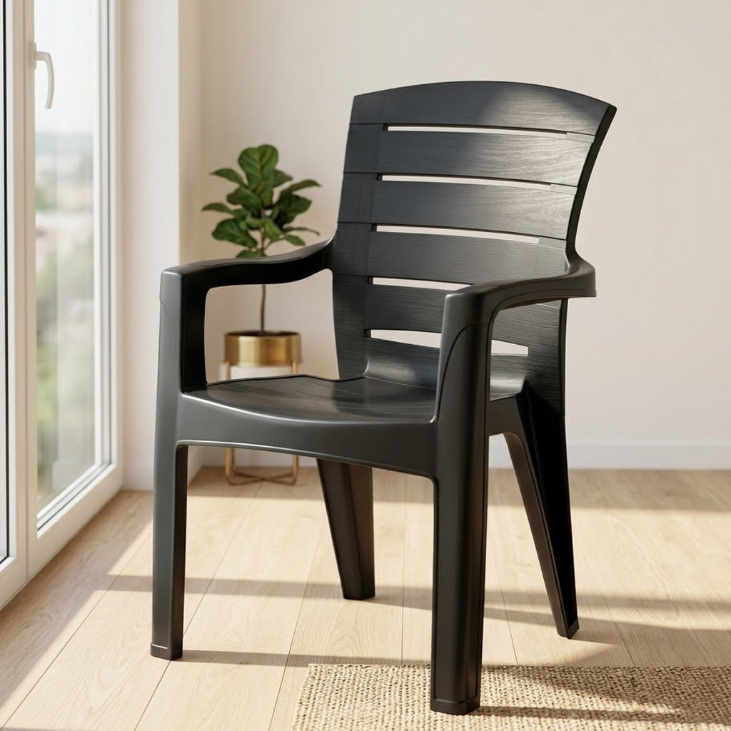 MAGNUM Premium Wood-Finish Plastic Dining Chair – SAAB SP-847 Smoke Gray
