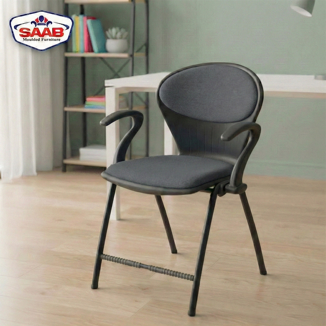 SAAB S-06-AC Steel Plastic Pecock Shell Chair with Arms &amp; Cushion