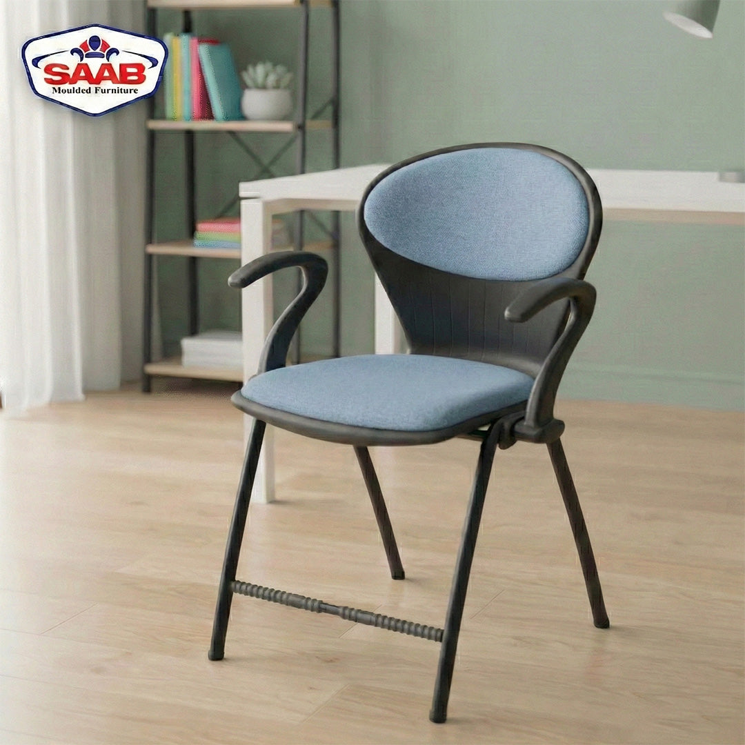 SAAB S-06-AC Steel Plastic Pecock Shell Chair with Arms &amp; Cushion