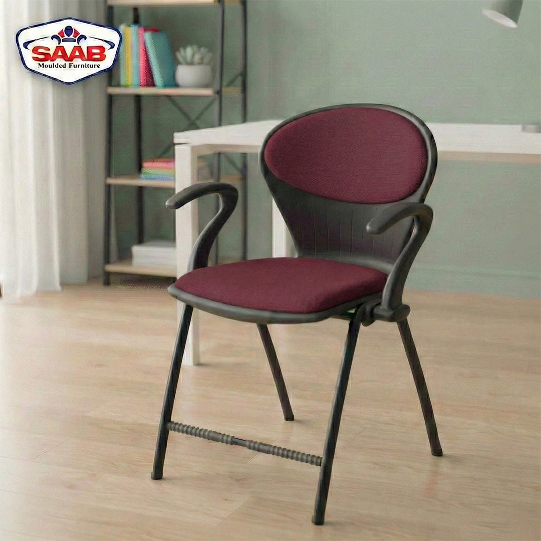 SAAB S-06-AC Steel Plastic Pecock Shell Chair with Arms &amp; Cushion
