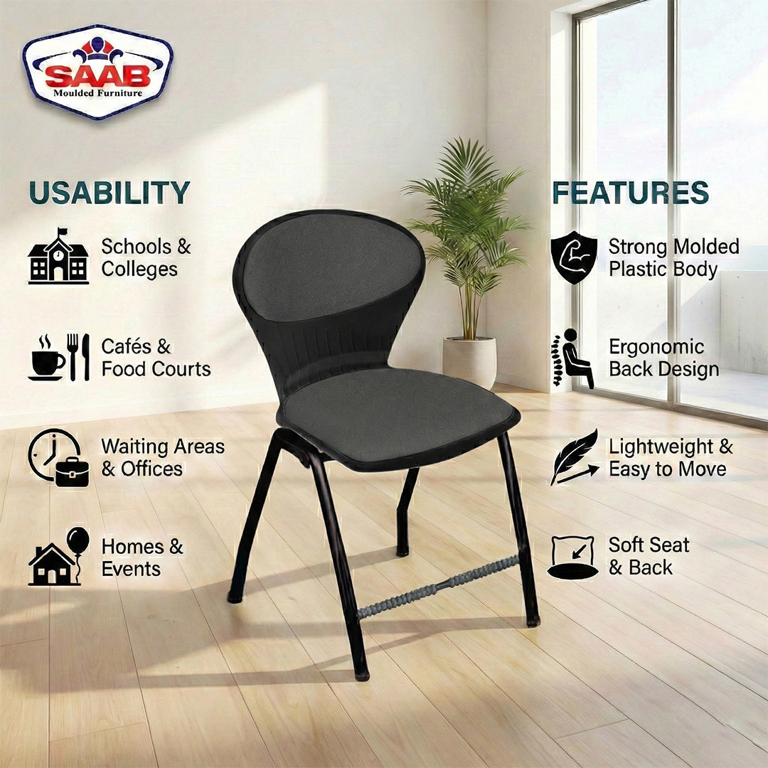 Steel Plastic Peacock Shell Chair with Cushion SAAB S-06-C