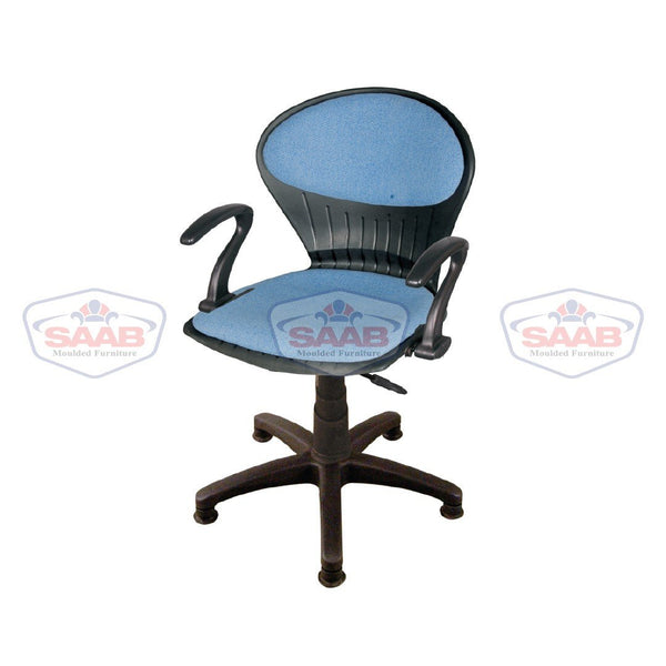SAAB S-15-HSAC Peacock Shell Revolving Chair with Arms, Cushion and Hydraulic Jack