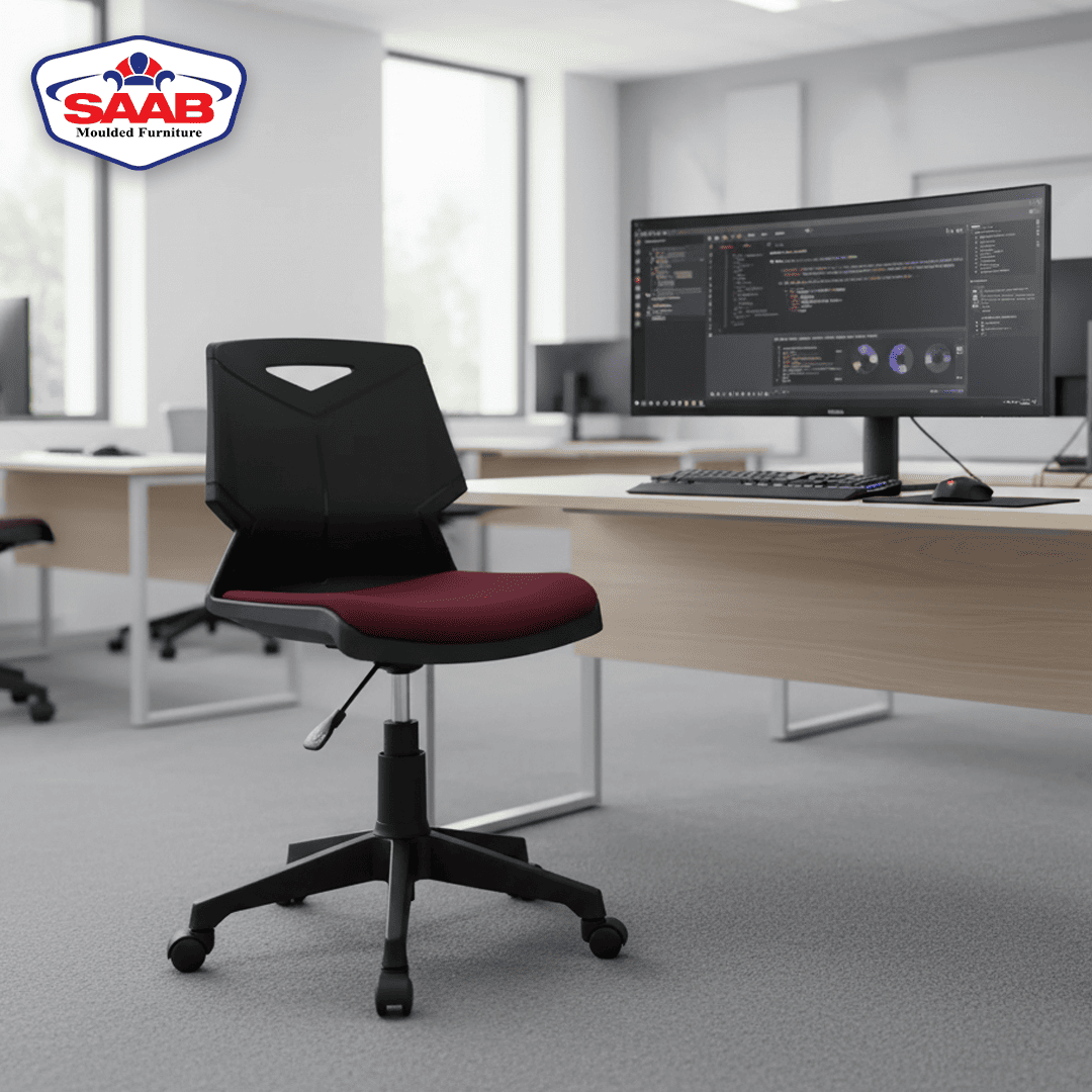 Green Shell Revolving Chair with Cushioned Seat SAAB S-17-HC