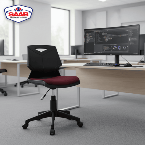 Green Shell Revolving Chair with Cushioned Seat SAAB S-17-HC