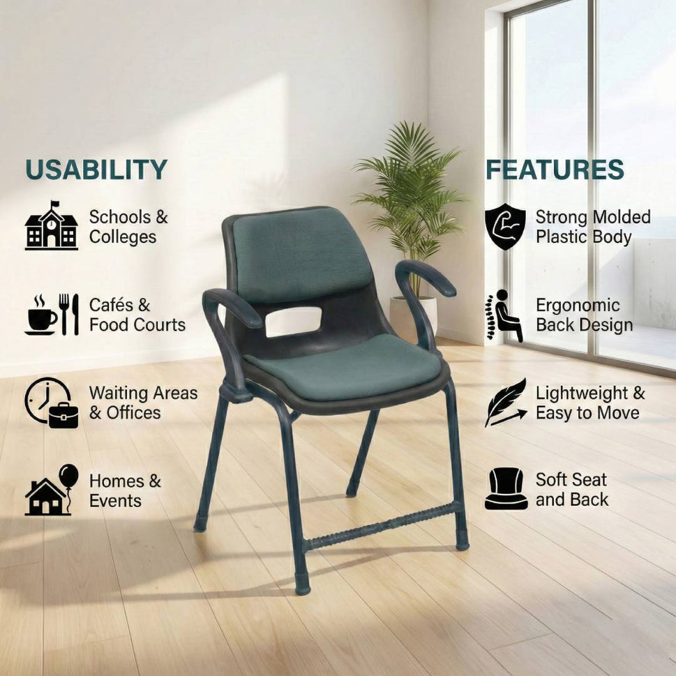 SAAB S-204-AC Steel Plastic Holo Shell Big Chair with Arms and Cushion