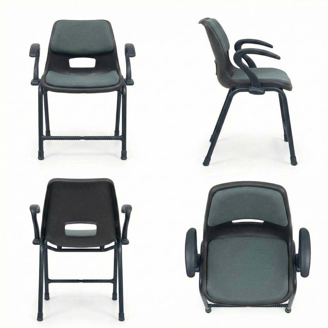 SAAB S-204-AC Steel Plastic Holo Shell Big Chair with Arms and Cushion