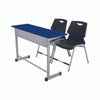 SAAB S-930 2-Seater Study Table With Iron Book Shelf and Fiber Top
