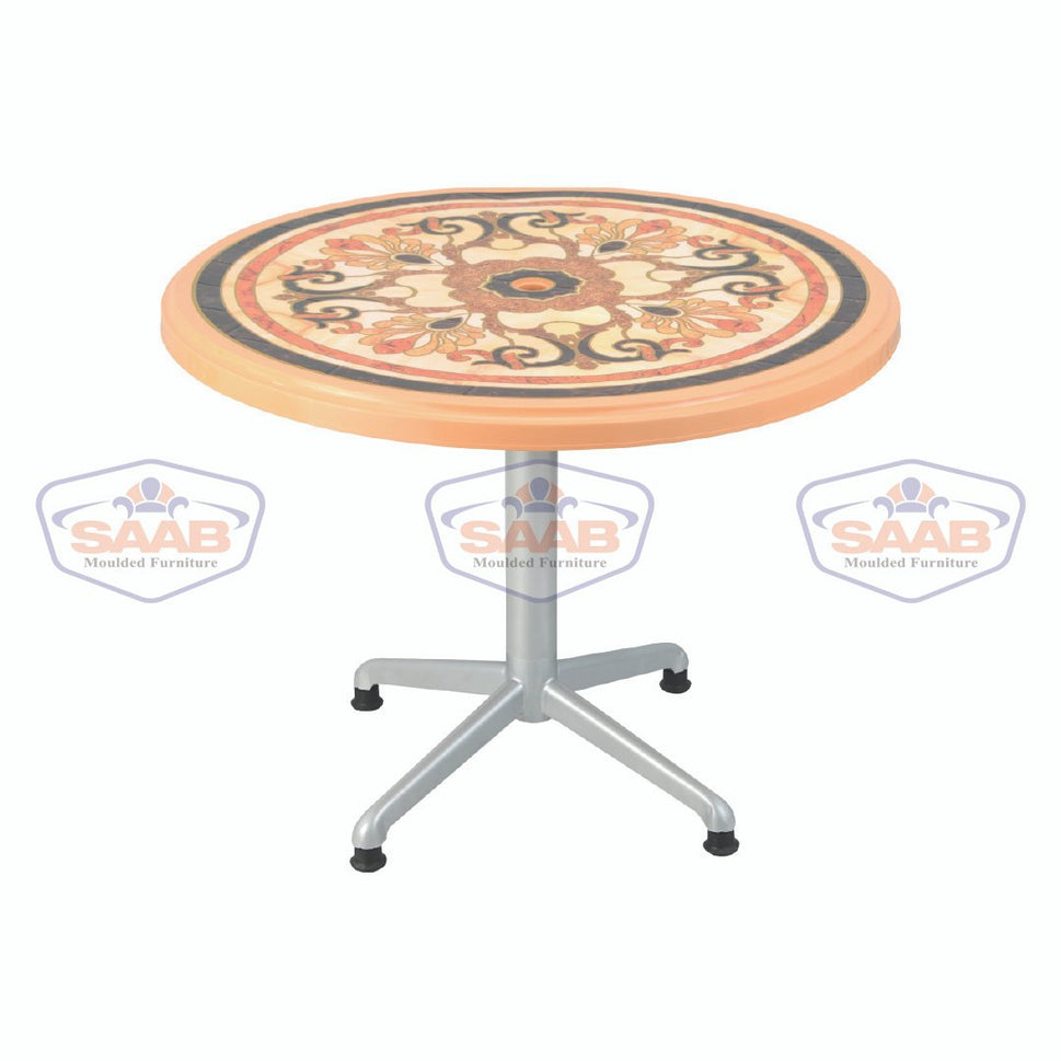 Steel Plastic Round Table With Sticker SAAB SP-290-S