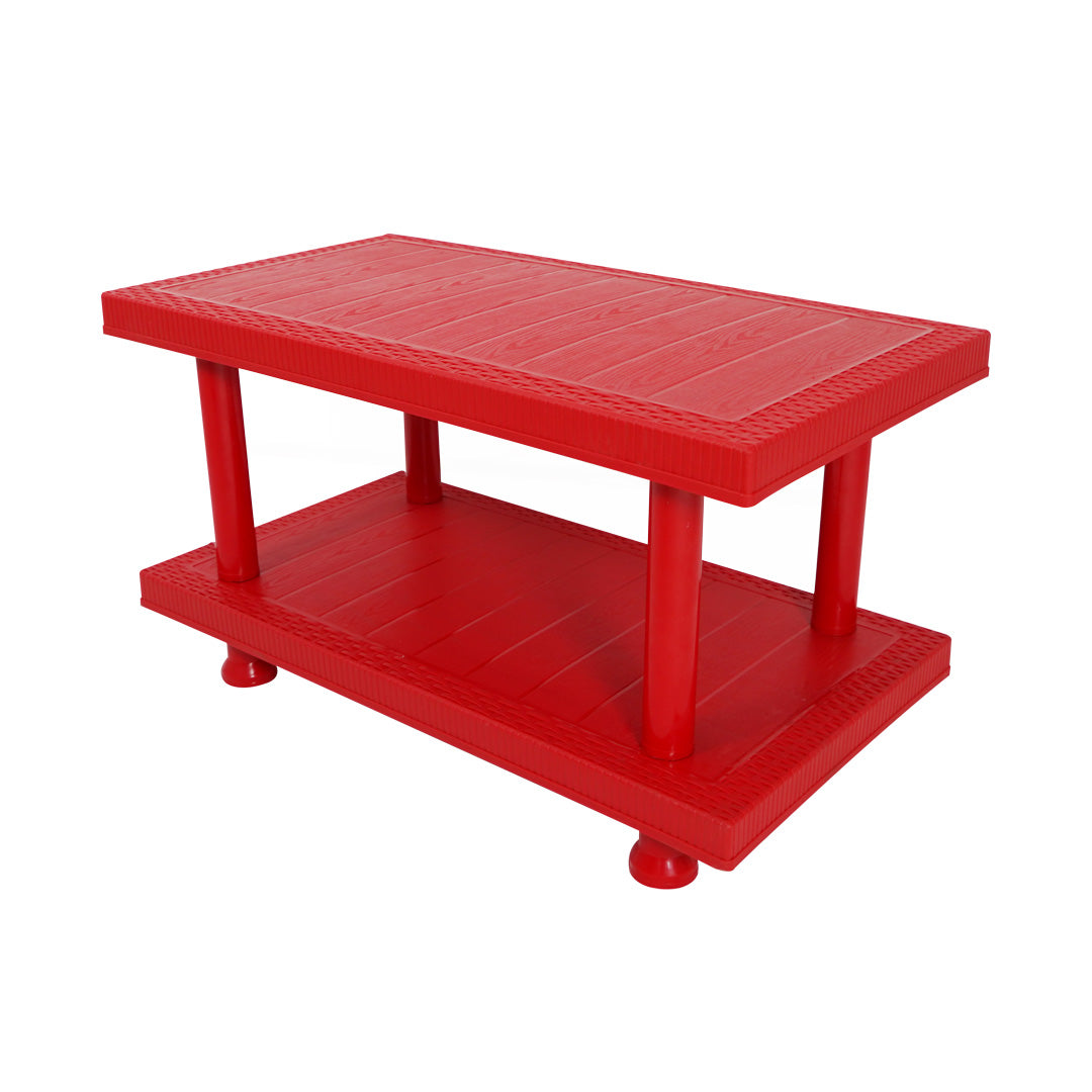 SAAB SP-329 Full Plastic Double Shelf Large Rattan Table