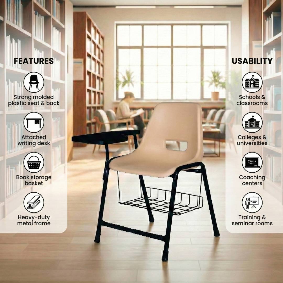 SAAB S-204-SB Steel Plastic Holo Study Big Shell Chair with Book shelf