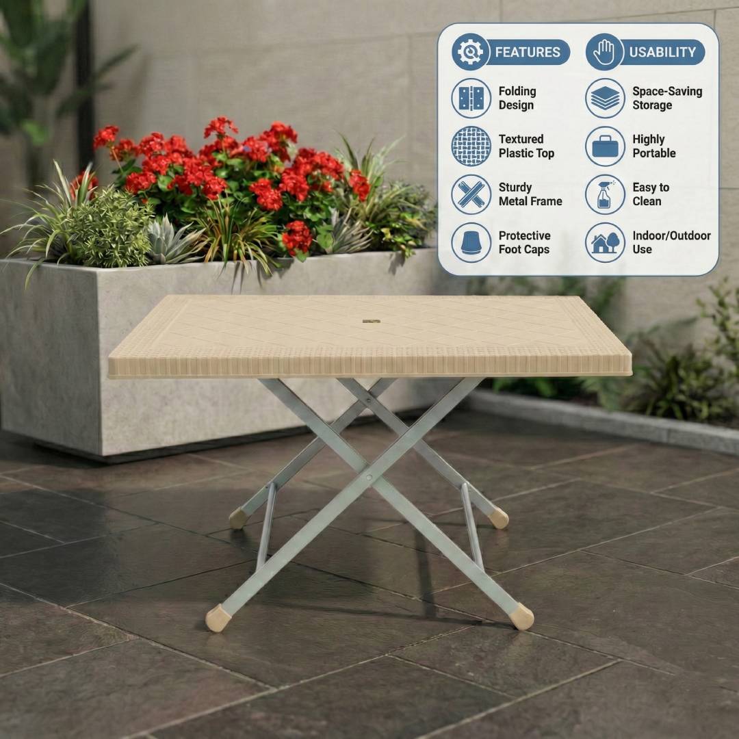 SAAB SP-214-RT Steel Plastic Table With Rattan Top