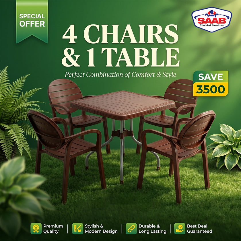 SPECTRUM PATTI CHAIRS SET MODEL SP-675 CHAIRS AND TABLE