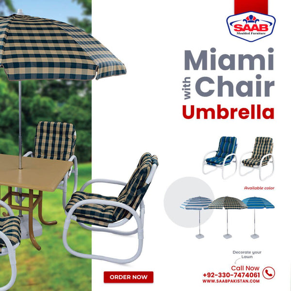 Miami Chairs Set (4 Chairs + 1 table + 1 Umbrella)