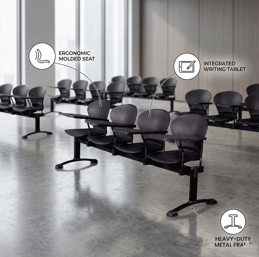 SAAB S-257-HS Peacock Visitor Sofa 4-Seater Double Channel with Study Shelf