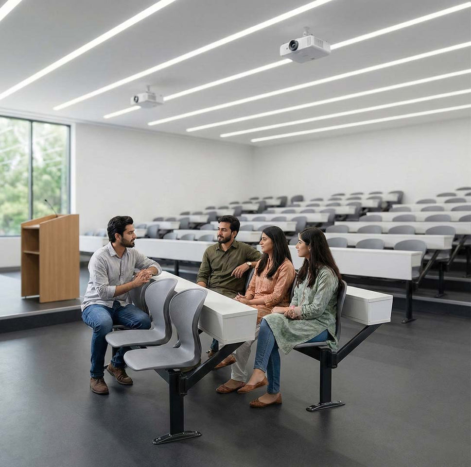 SAAB S-257-HX Peacock Visitor Sofa 4-Seater Double Channel With Wooden Back Bux