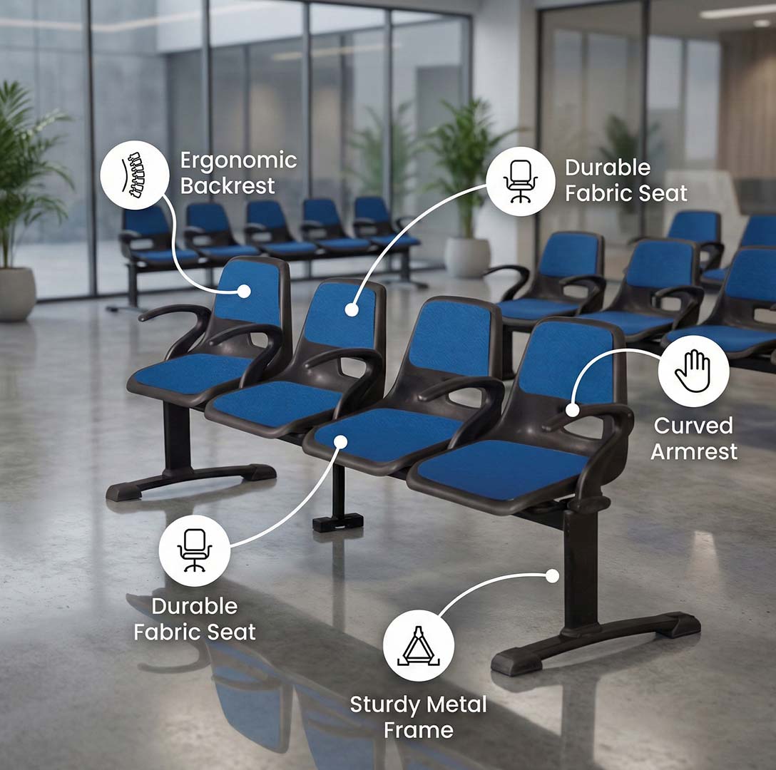 SAAB S-253-HAC Holo Big Shell Sofa 4-Seater Double Channel with Arms and Cushion