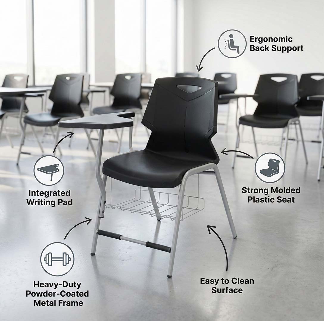 S-195-SB Green Shell Study Chair With Basket