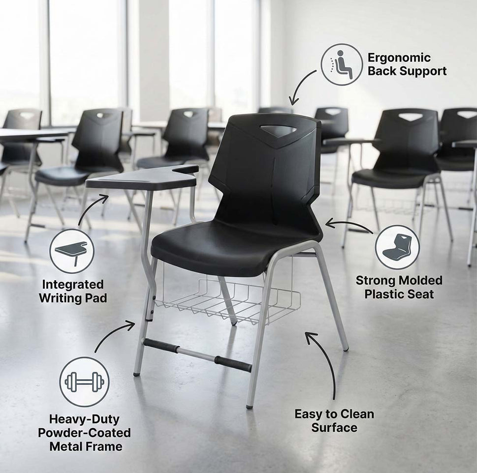 S-195-SB Green Shell Study Chair With Basket