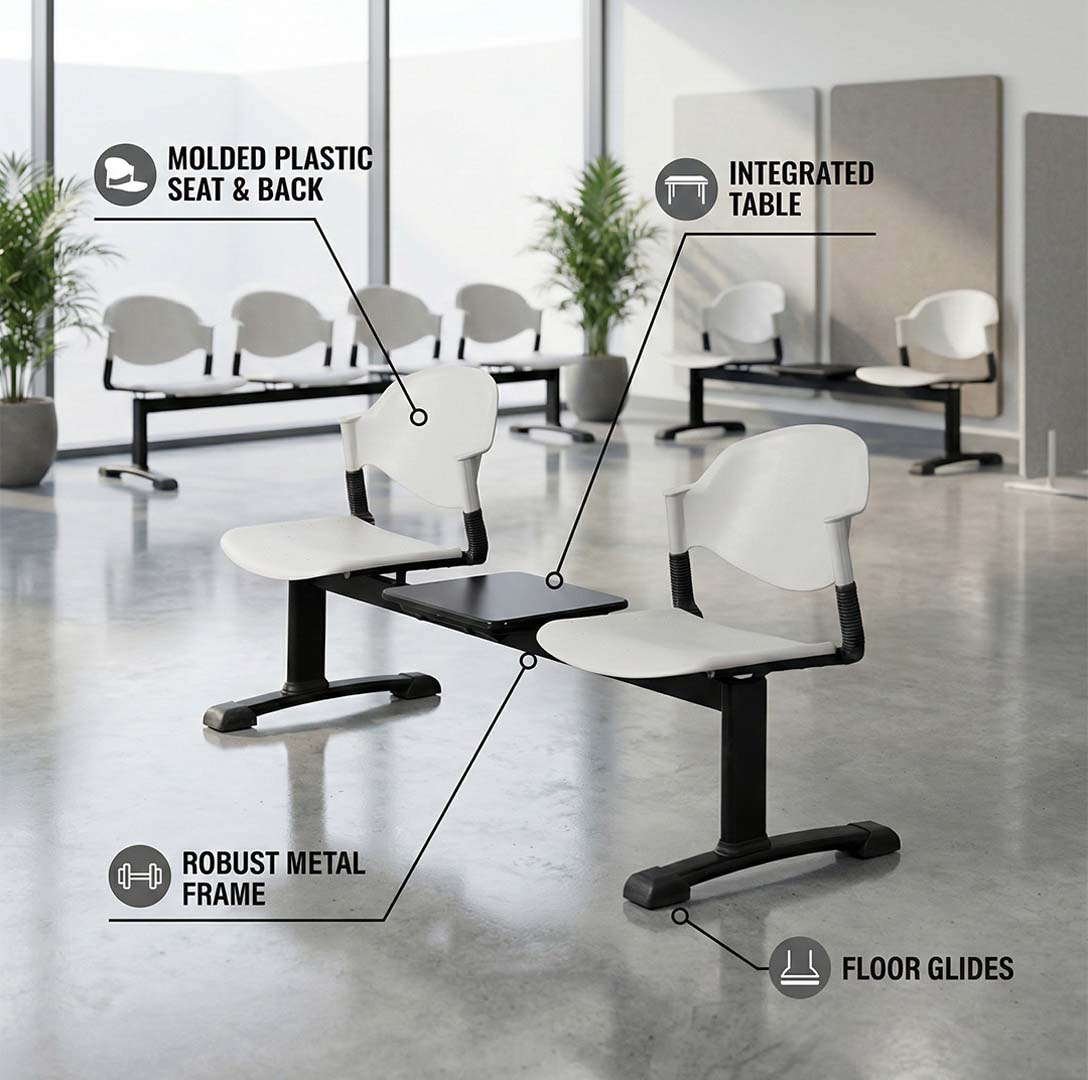 SAAB S-05-H Comforto Visitor Sofa 2-Seater with Table Double Channel