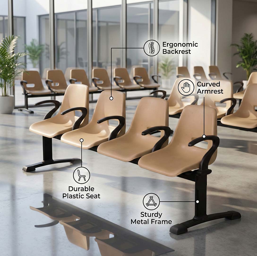 SAAB S-253-HA Holo Big Shell Sofa 4-Seater Double Channel with arms